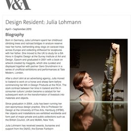 Julia Lohmann: Design resident at the V&A, April/September 2013.